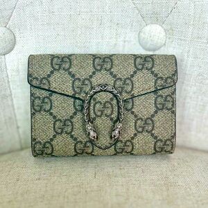 Authentic Gucci Monogram Dionysus Compact Wallet on Chain Cardholder
